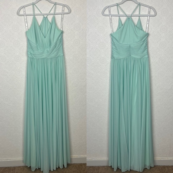 David's Bridal Dresses & Skirts - David’s‎ Bridal Maxi Dress Racerback Chiffon Formal Dance bridesmaid Mint F20052